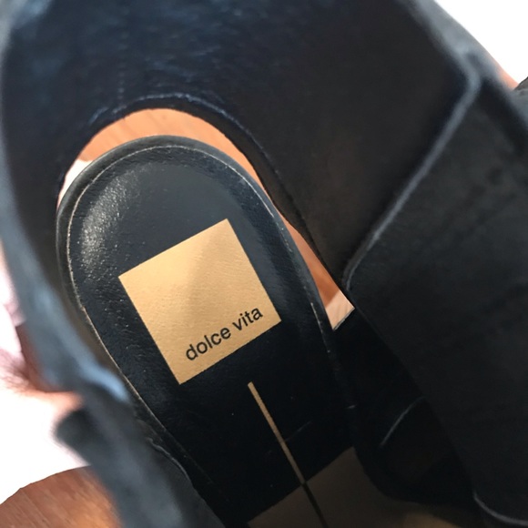 Dolce Vita | Open Heel Suede Leather Ankle Boots Black - Picture 3 of 8